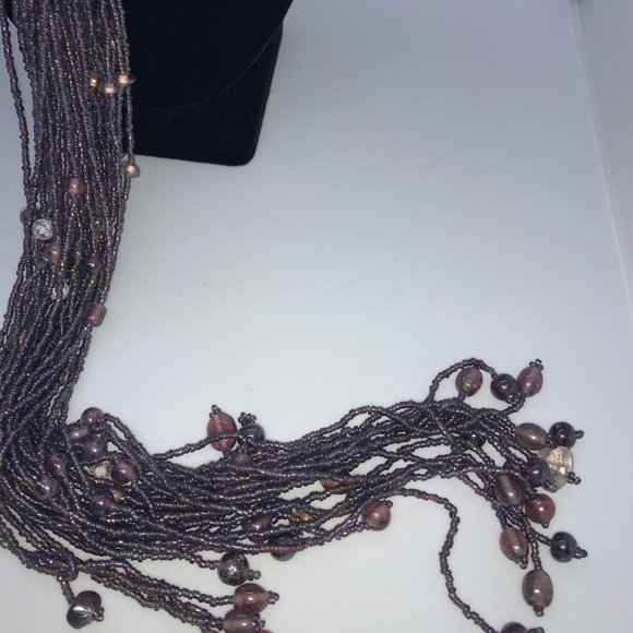 Purple Lariat long Beaded Necklace - Picture 3 of 4